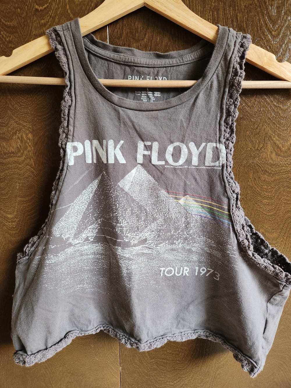 Pink Floyd Tour 1973 Grey Cropped Tank